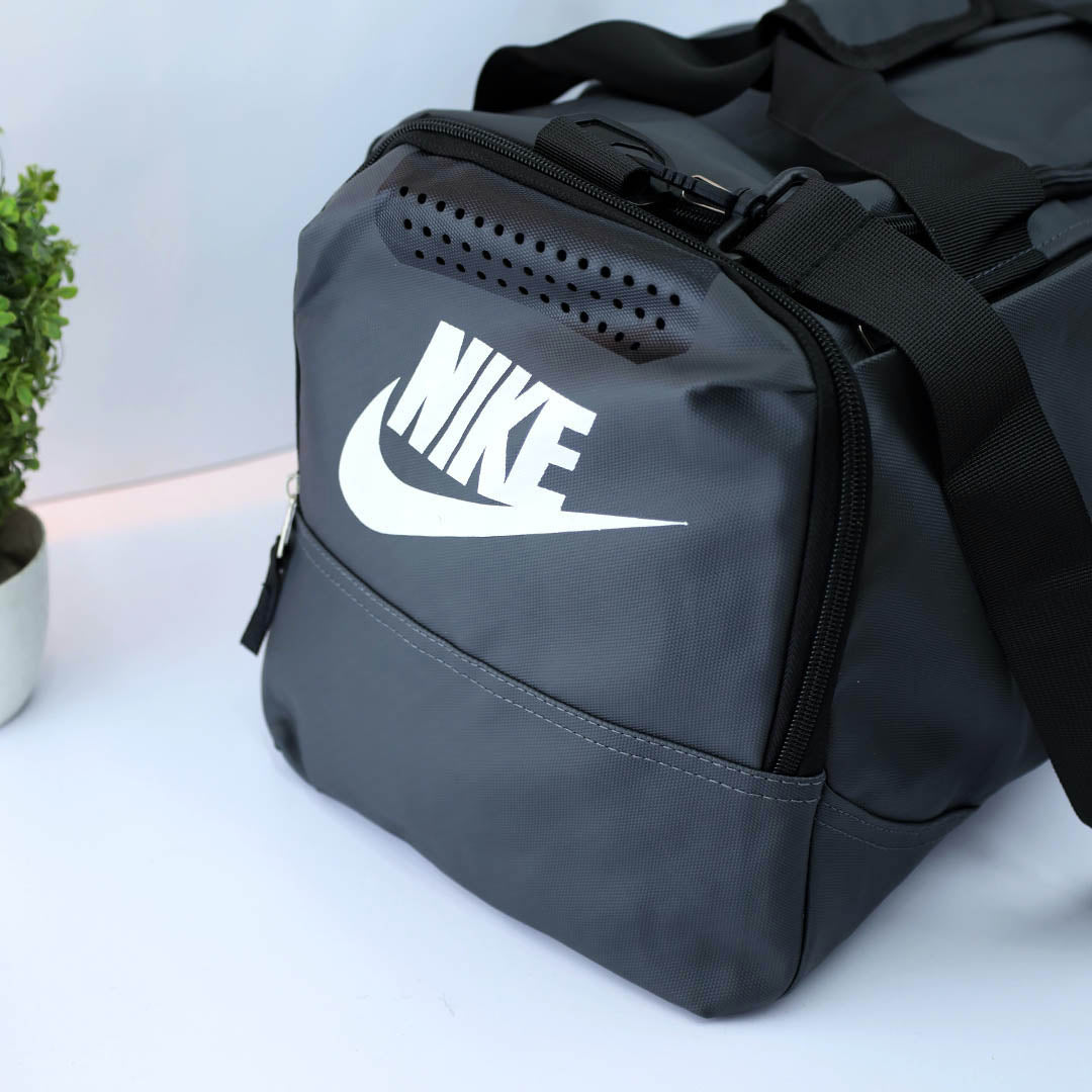 Nke Front & Back Logo Travel Bag In Grey