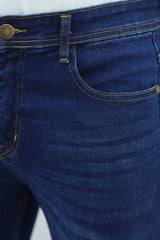 Light Faded Turbo Ankle Fit Jeans In Dark Blue