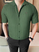 Turbo Minimalist Design Half Sleeve Casual Shirt In Dark Green