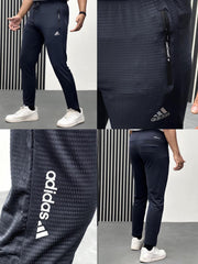 Men Imported Trouser With Reflector Logo In Dark Navy