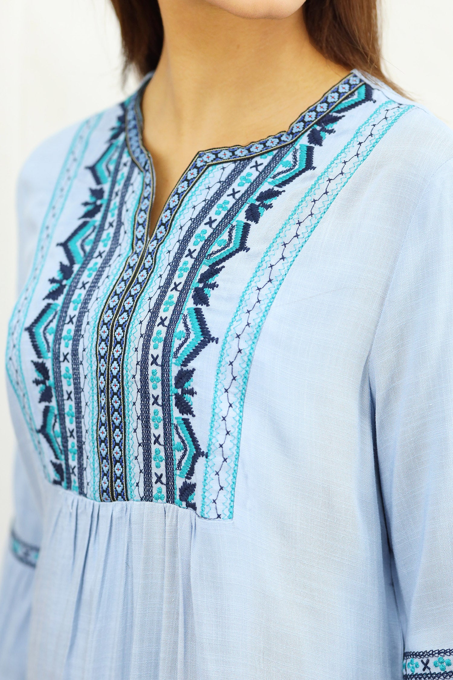 Embroidered Design Collar Turkish Imported Top