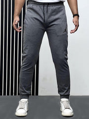 Men Imported Trouser With Reflector Logo In Grey