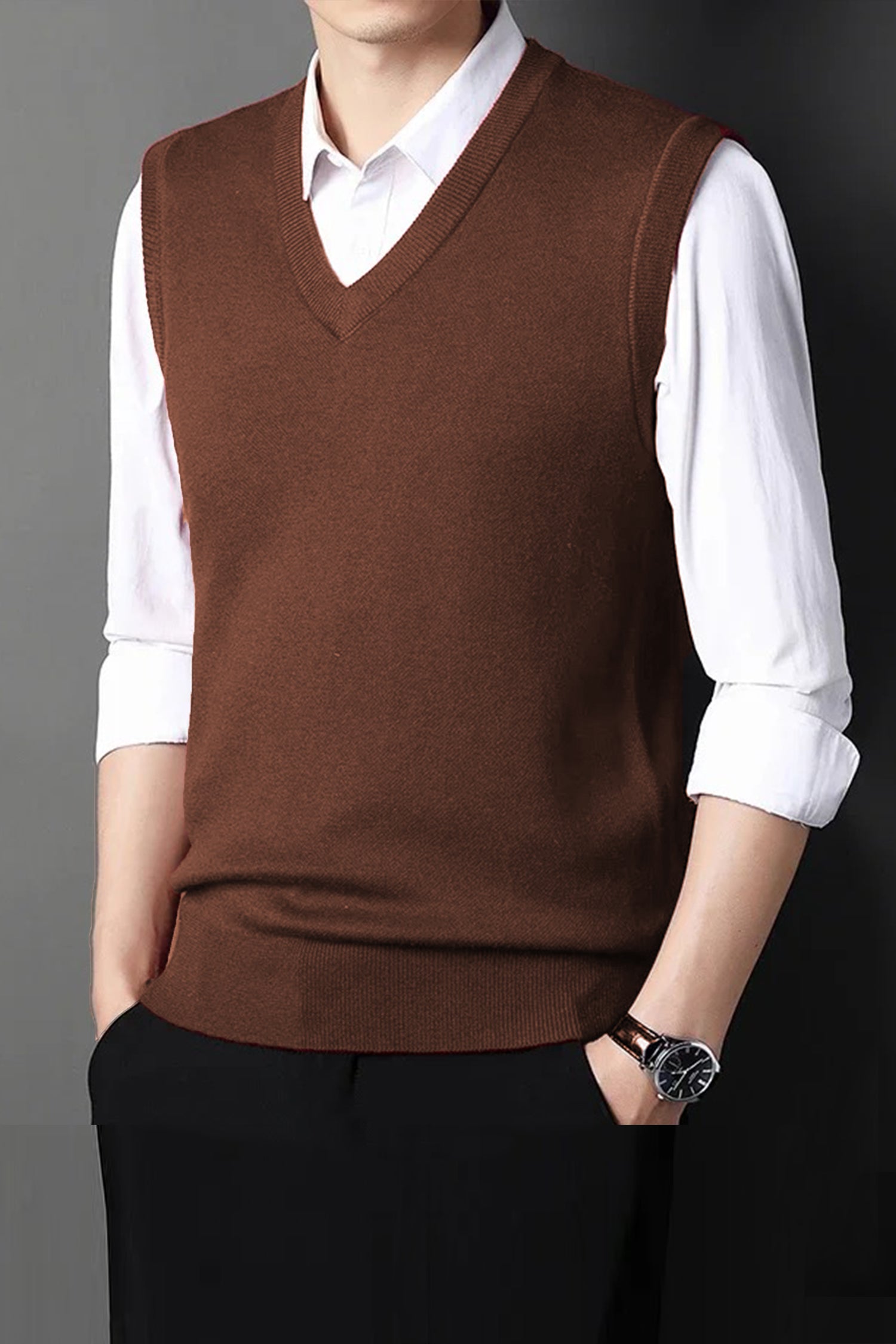 Comfy Glamour V-Neck Rabbit Wool Men's Sweater