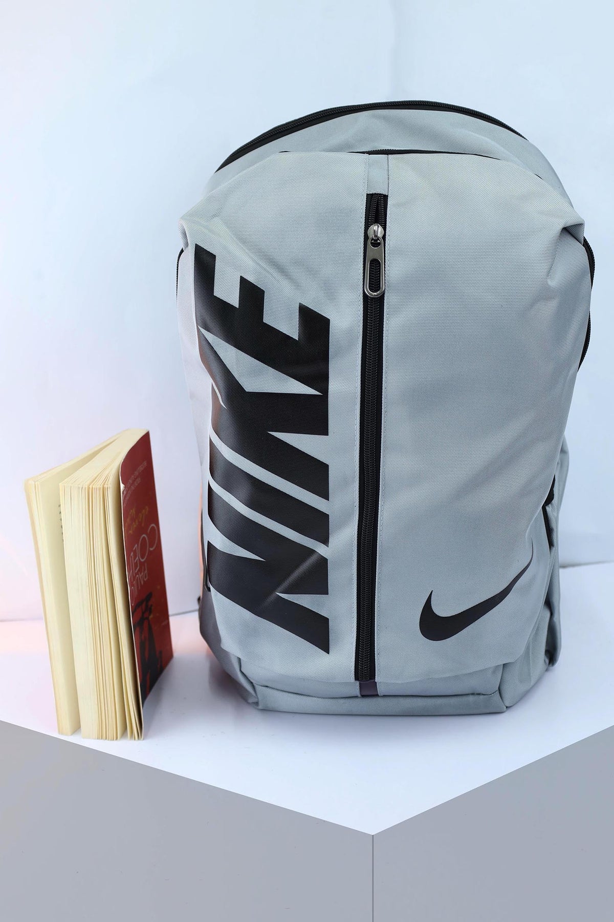 Nke Front Logo Backpack In Slate Grey