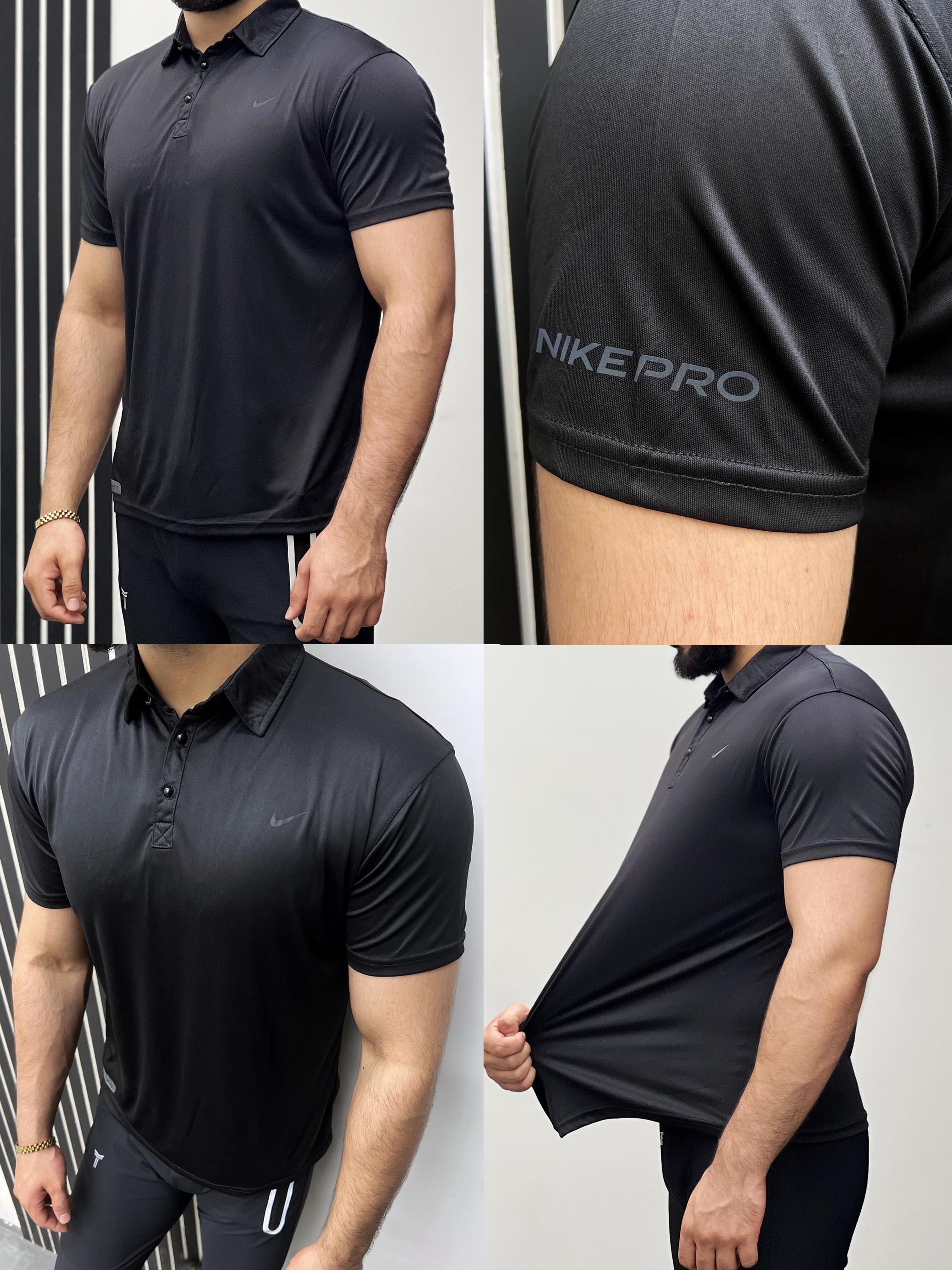 Dry Fit Polo With Front Logo In Black
