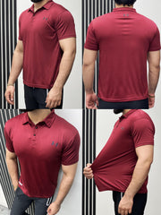 Cropped Collar Dry Fit Polo In Maroon