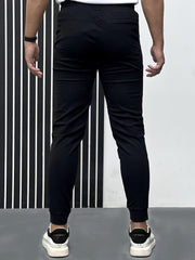 Men Imported Trouser With Reflector Logo In Black