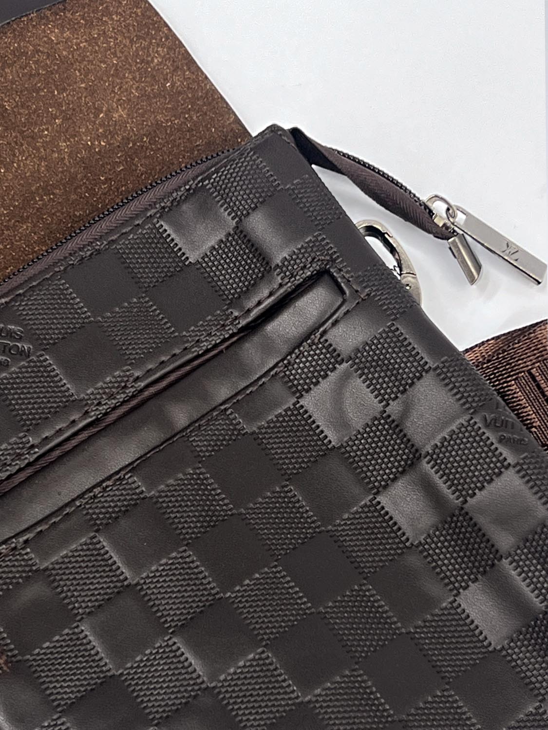 Lus Vtn Front Logo Cross Body Bag in Dark Brown