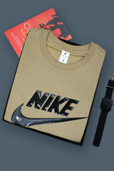 Nke Front Logo Round Neck T-Shirt In Light Camel