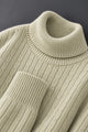 Turbo Cable-Knit Texture Turtleneck Pullover Imported High Neck In Beige