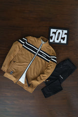 Turbo Color-Block Panel Standing Collar Zipper Tracksuit