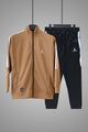 Jrdn Jumpman Signature Slogan Zipper Tracksuit In Black&Camel