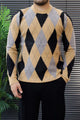 Vintage Argyle Pullover Imported Round Neck Rabbit Wool Men's Sweater