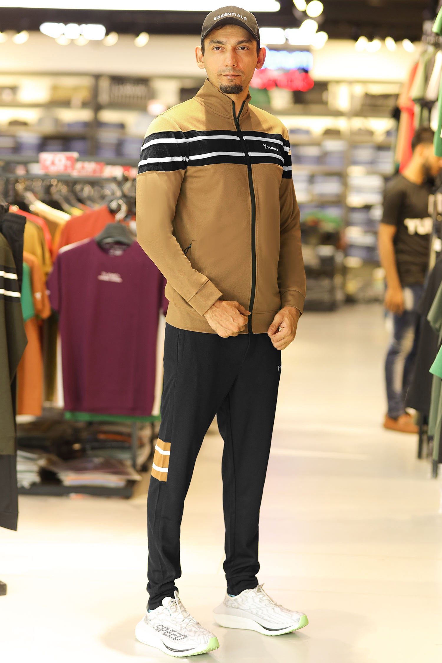 Turbo Color-Block Panel Standing Collar Zipper Tracksuit