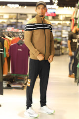 Turbo Color-Block Panel Standing Collar Zipper Tracksuit