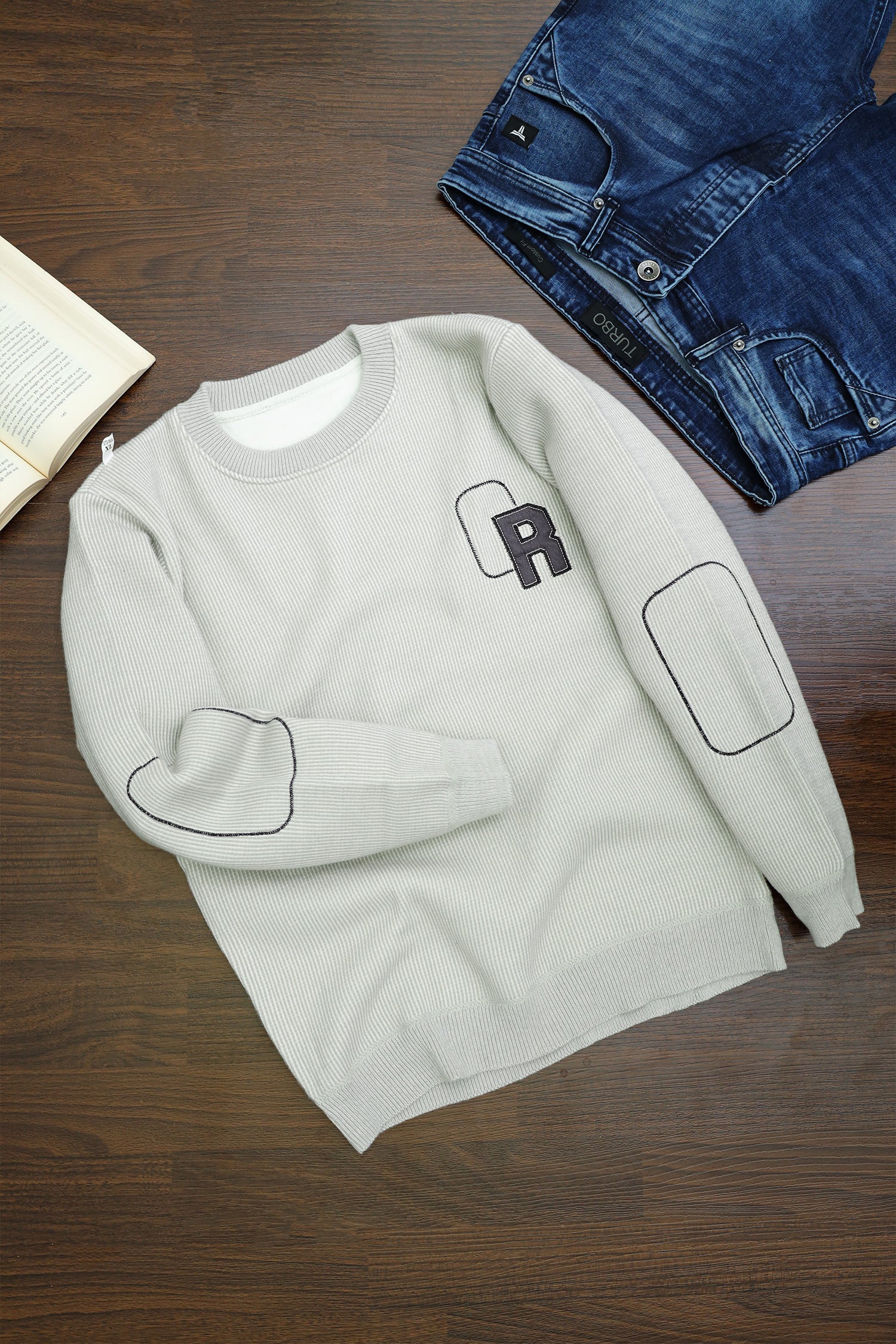 Panel Lining Round Neck Imported Men's Sweatshirt