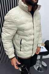 Super Snow Break Quilted Padded Imported Puffer Jacket In Beige