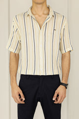 Turbo Patterned Lining Style Casual Shirt In Beige