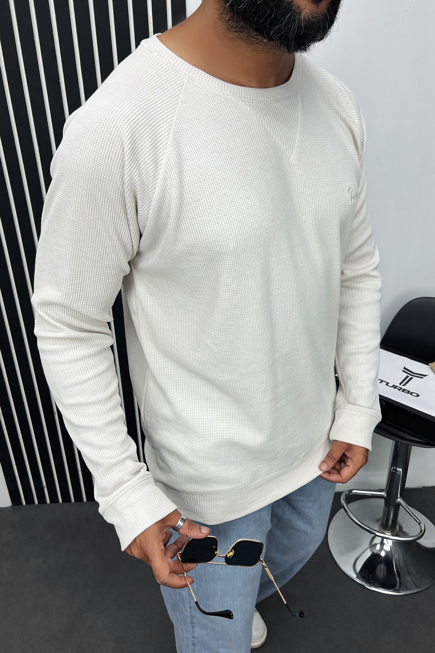 Turbo T Shoulder Style Round Neck Thermal Cotton Men's Sweatshirt