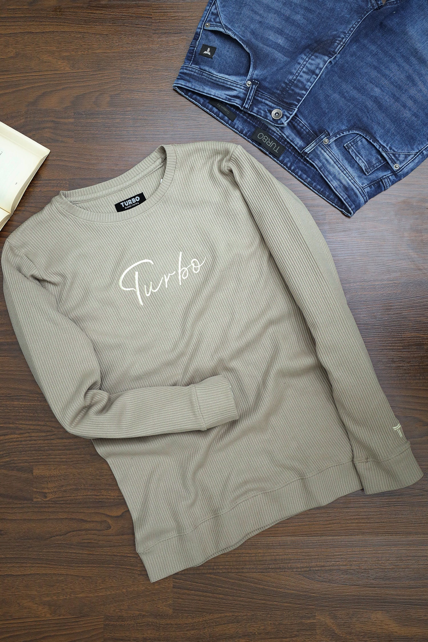 Turbo Signature Logo Round Neck Thermal Cotton Men's Sweatshirt