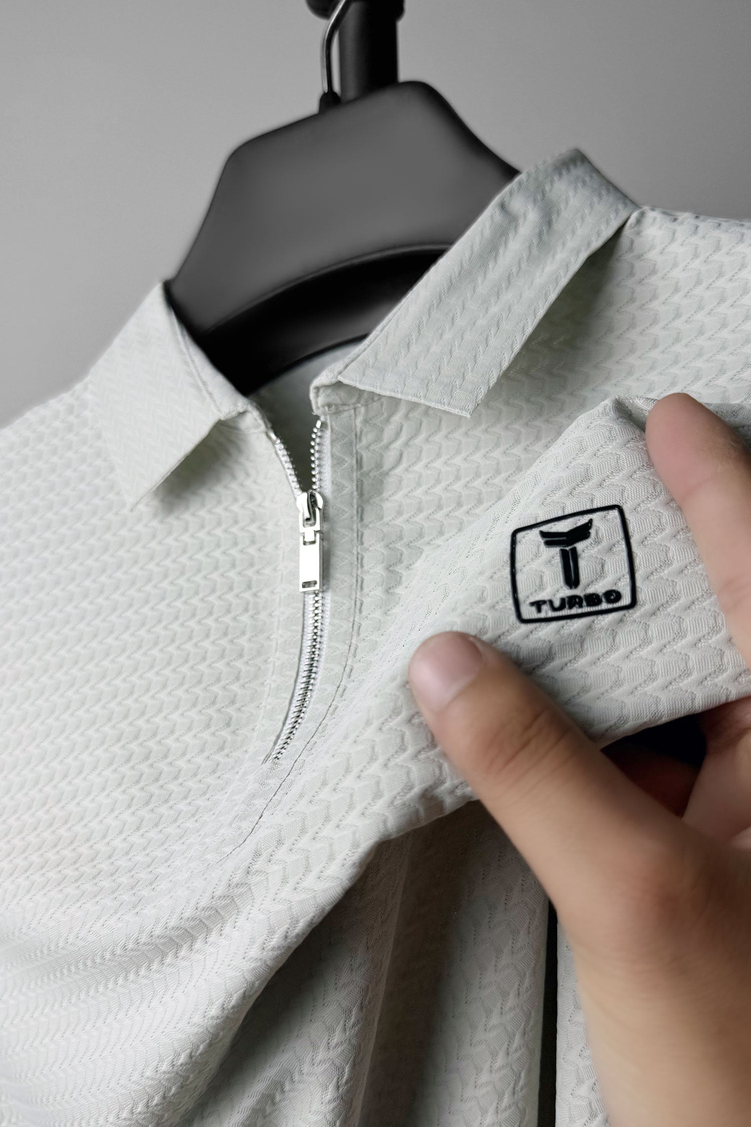 Turbo Elite Weave Textured Zipper Men's Polo Shirt