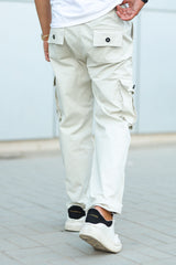 Turbo Loose Bottom Cargo Trouser In Beige