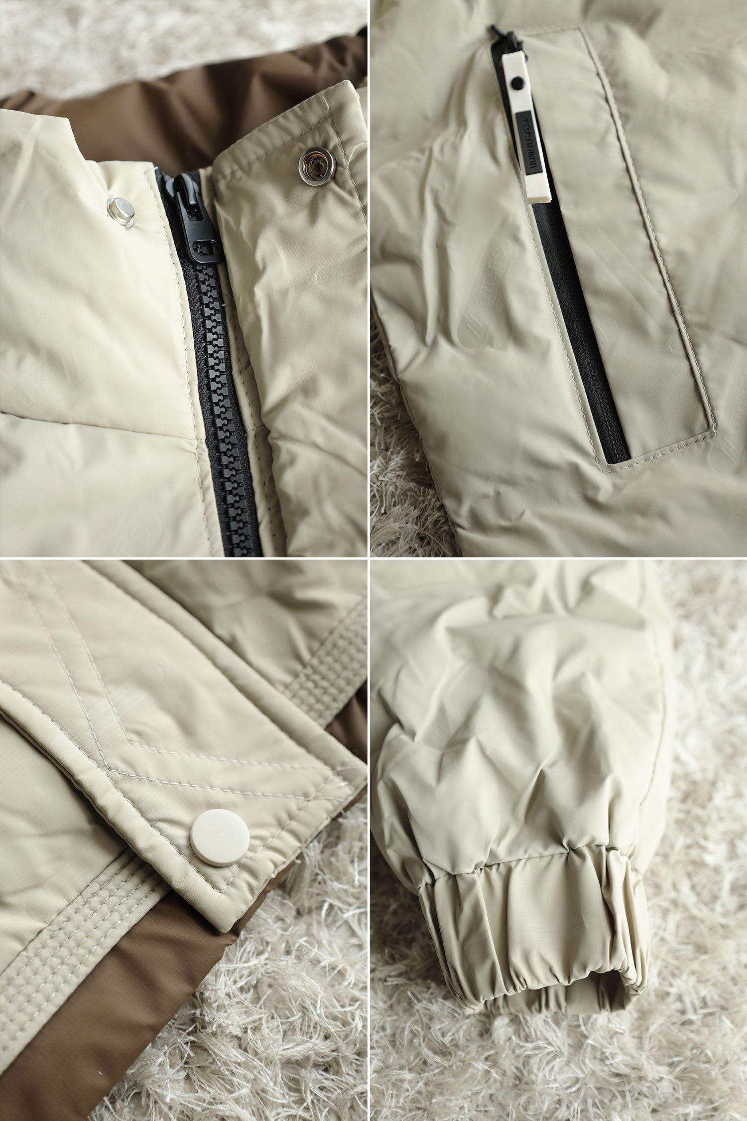 Super Snow Break Quilted Padded Imported Puffer Jacket In Beige