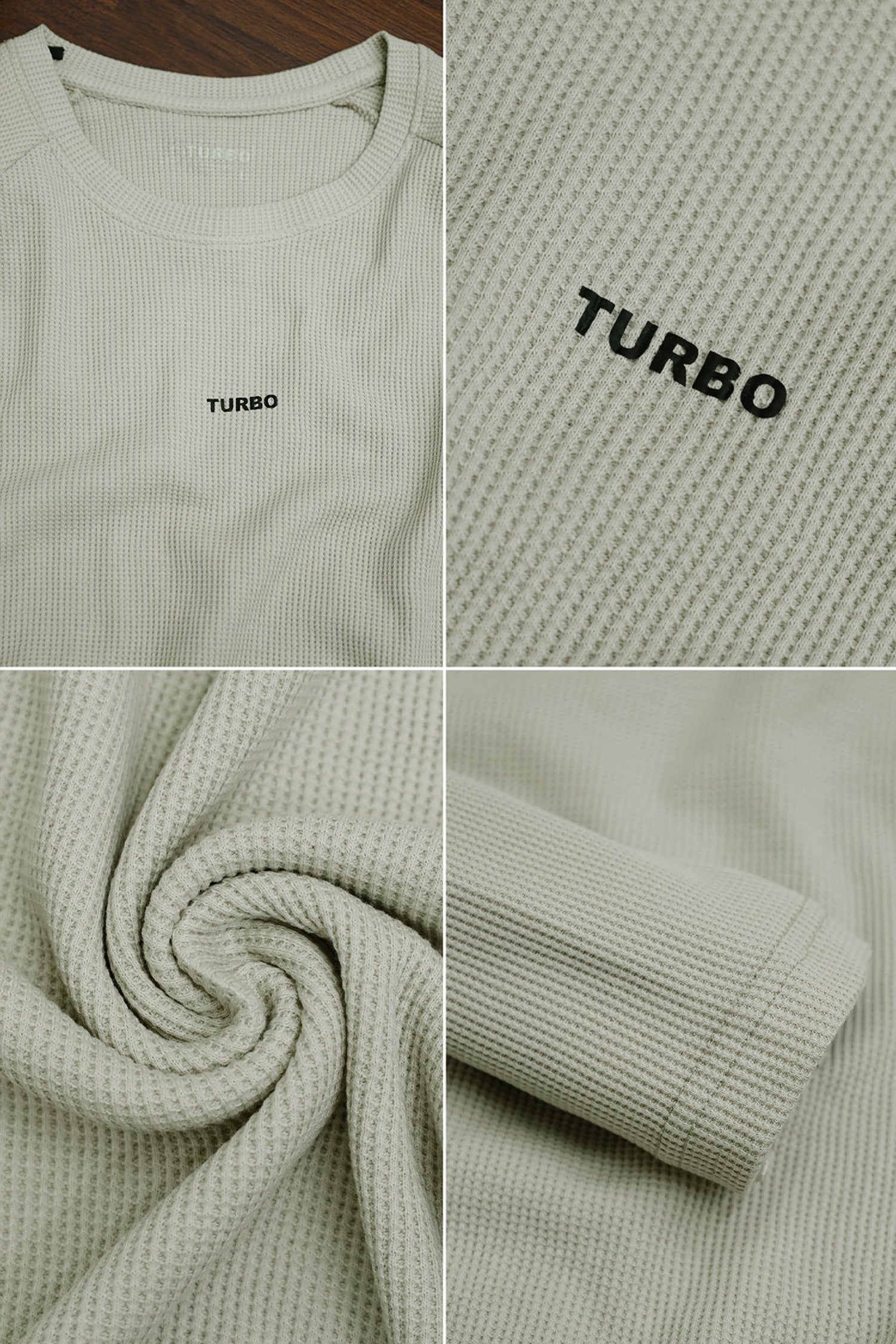 Turbo Waffle Texture Round Neck Thermal Cotton Men's Sweatshirt