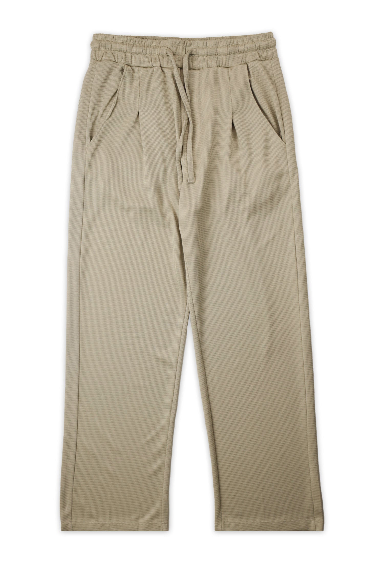 Turbo High Rise Pleated Waffle Pattern Loose Bottom Trouser