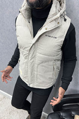 Grenade Lining Pattern Quilted Imported Men's Gilet in Beige