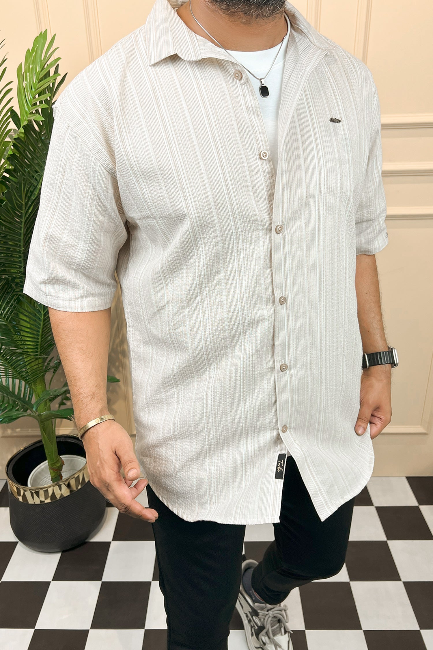 Turbo Down Box Collared Casual Shirt