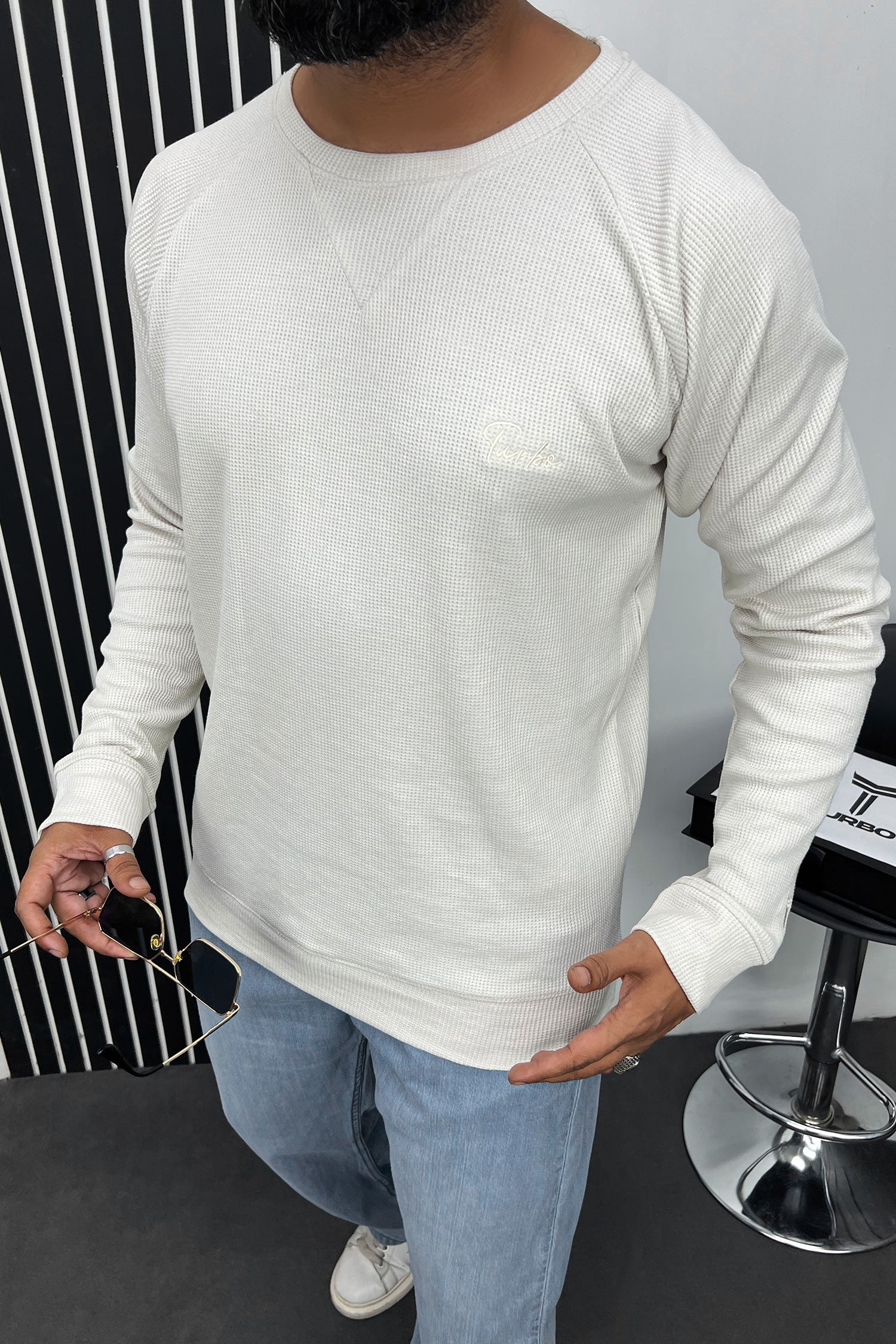 Turbo T Shoulder Style Round Neck Thermal Cotton Men's Sweatshirt