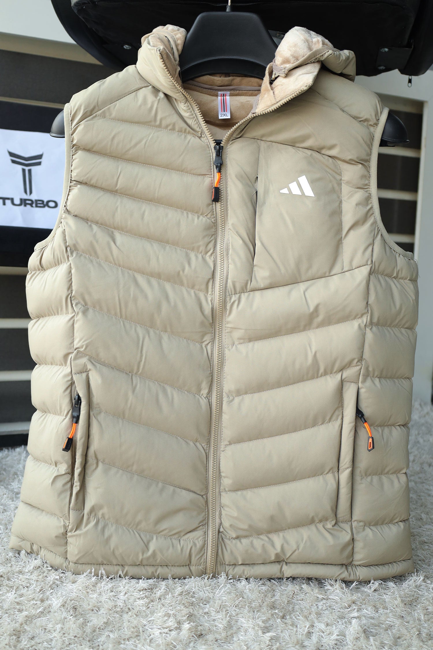 Adds Slogan Padded Detachable Hood Imported Men's Gilet