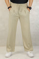 Turbo High Rise Pleated Waffle Pattern Loose Bottom Trouser
