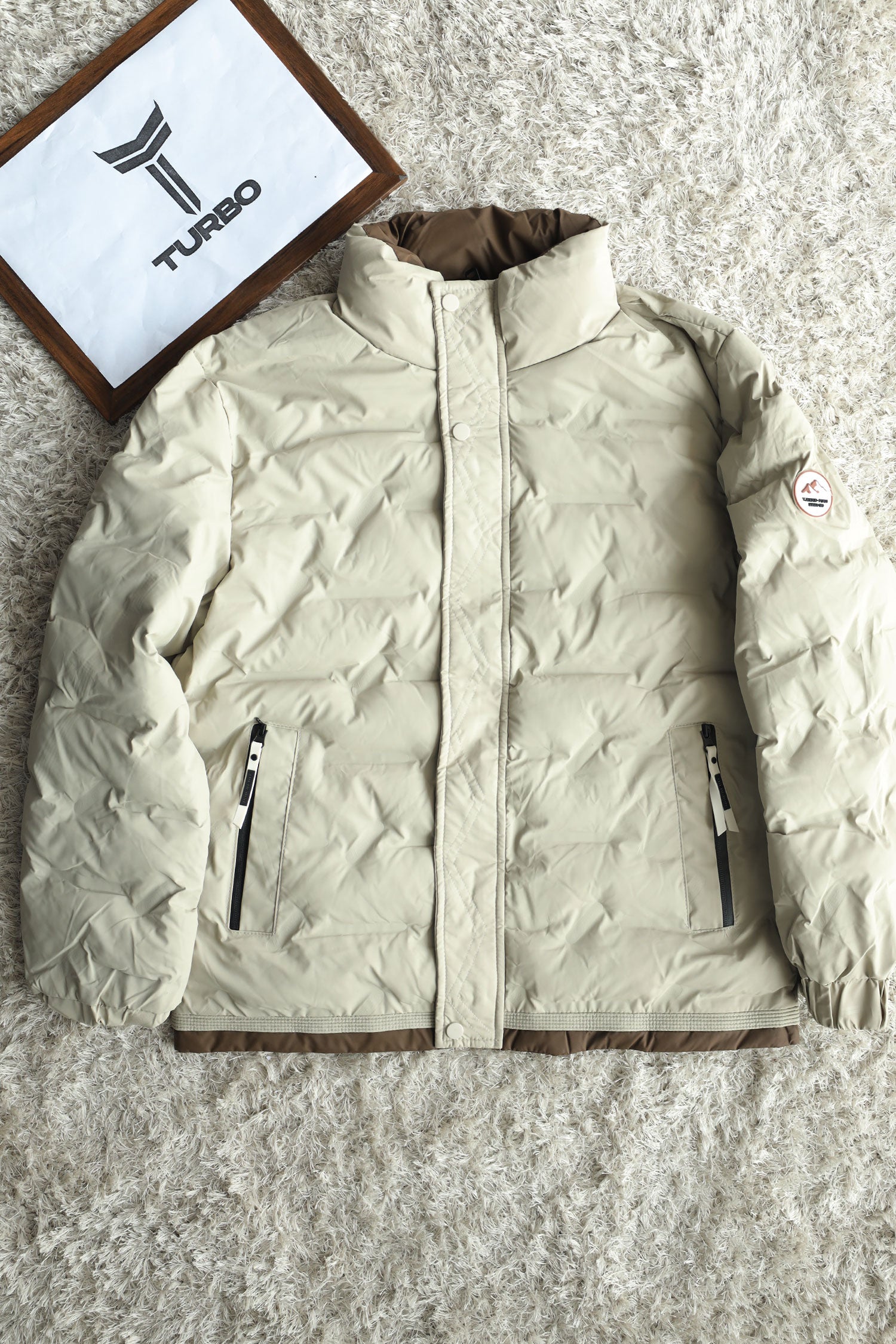 Super Snow Break Quilted Padded Imported Puffer Jacket In Beige