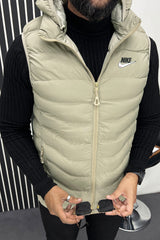 Nke Slogan Quilted Detachable Hood Imported Men's Gilet