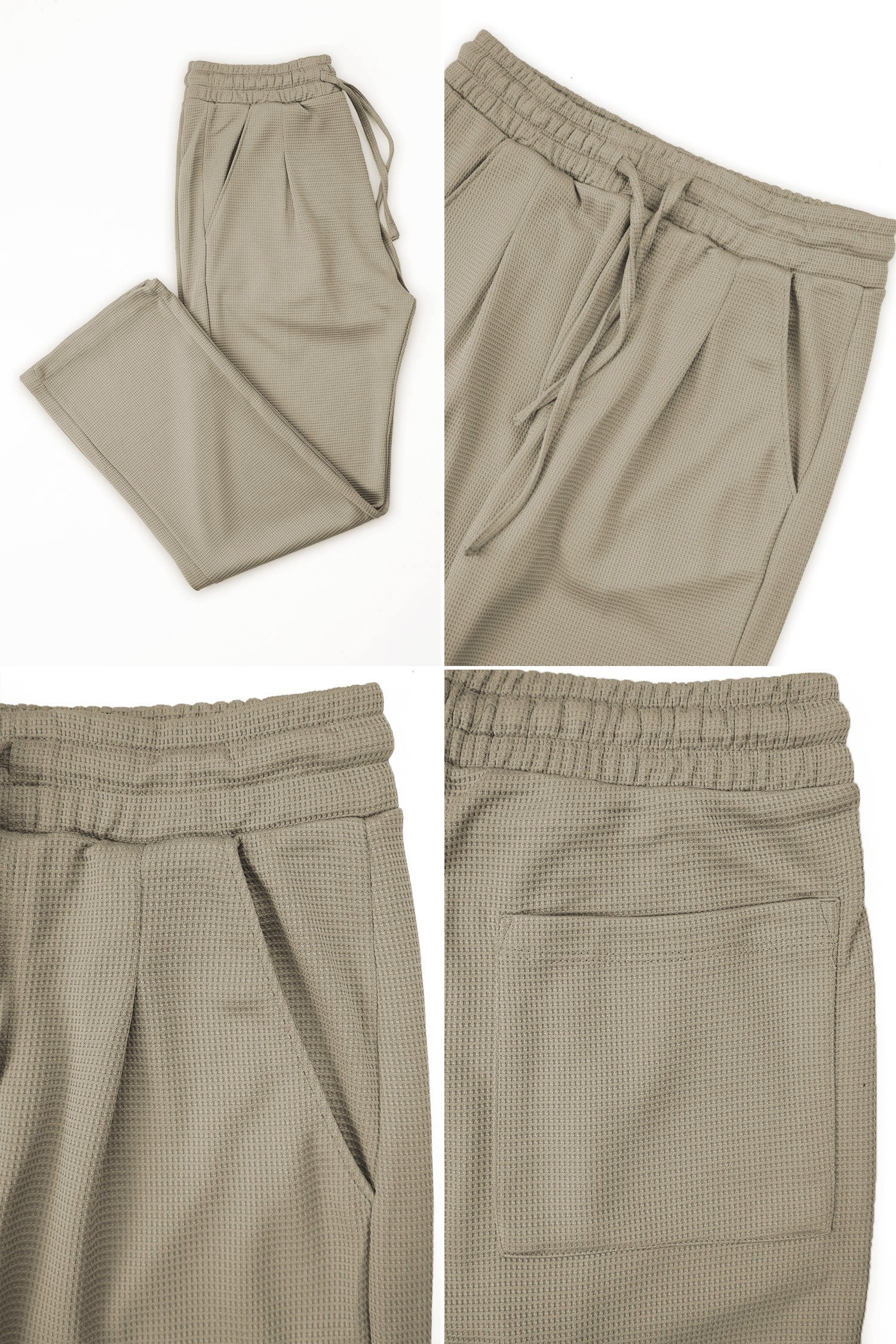 Turbo High Rise Pleated Waffle Pattern Loose Bottom Trouser