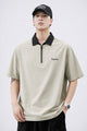 Turbo Dubilo Zipper Imp Silk Polo Shirt In Beige