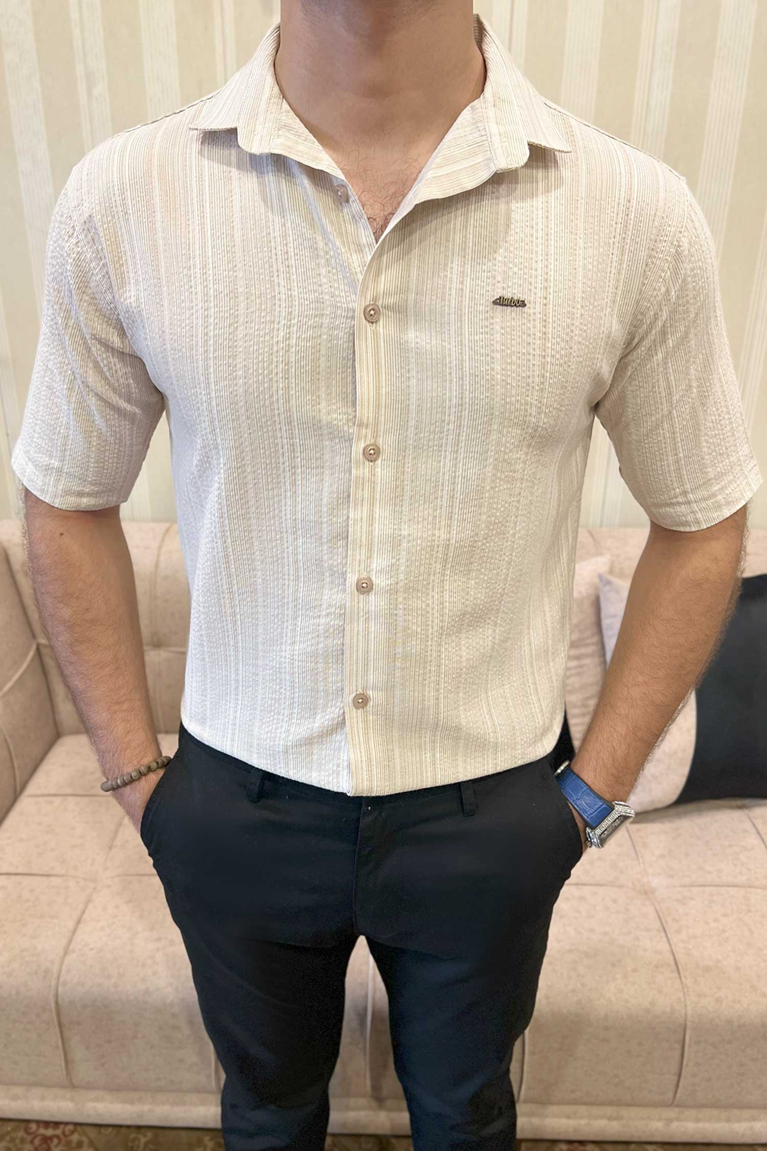 Turbo Down Box Collared Casual Shirt