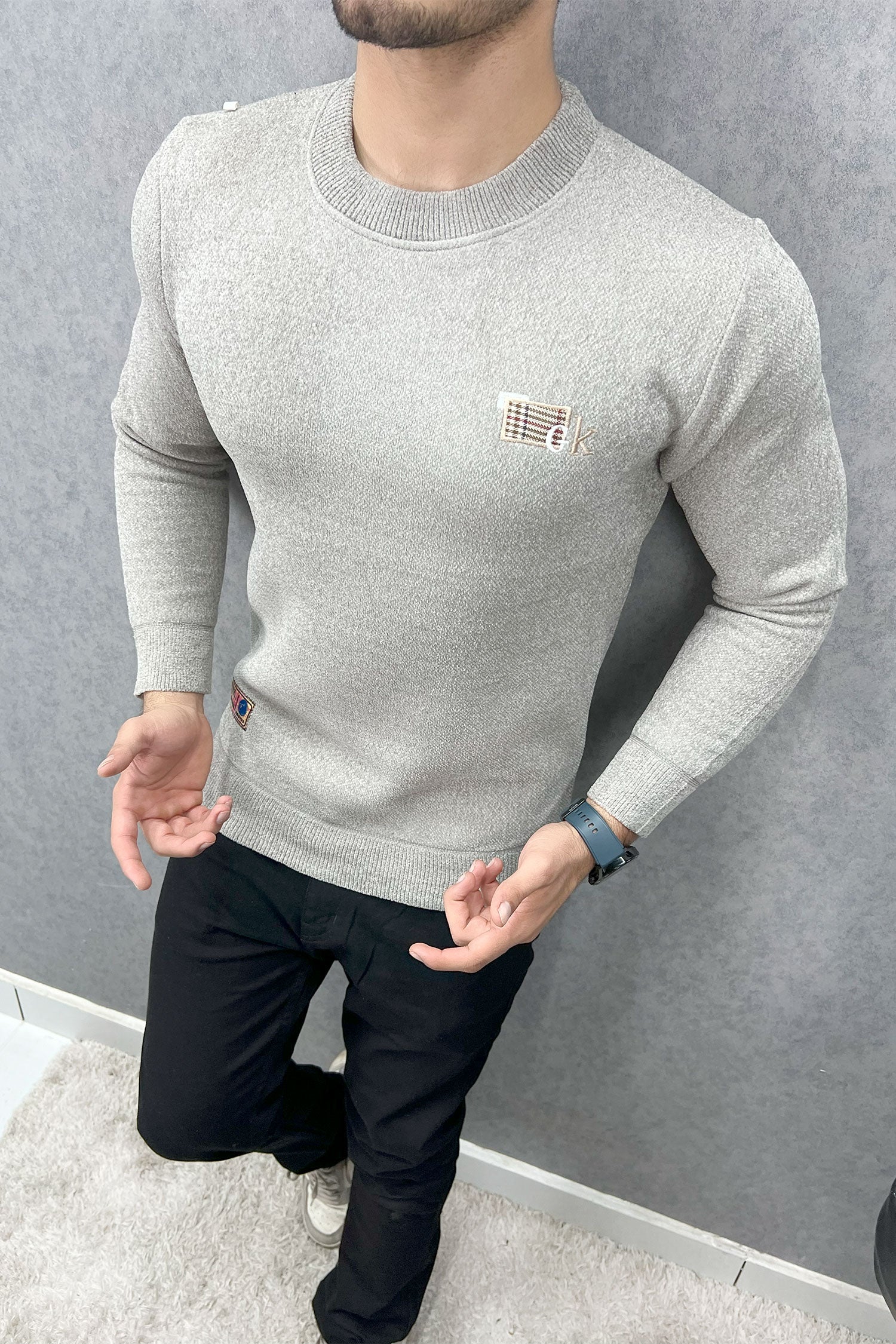 Relaxed Style Round Neck Imported Men's Sweatshirt