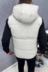 Grenade Lining Pattern Quilted Imported Men's Gilet in Beige