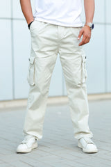 Turbo Loose Bottom Cargo Trouser In Beige