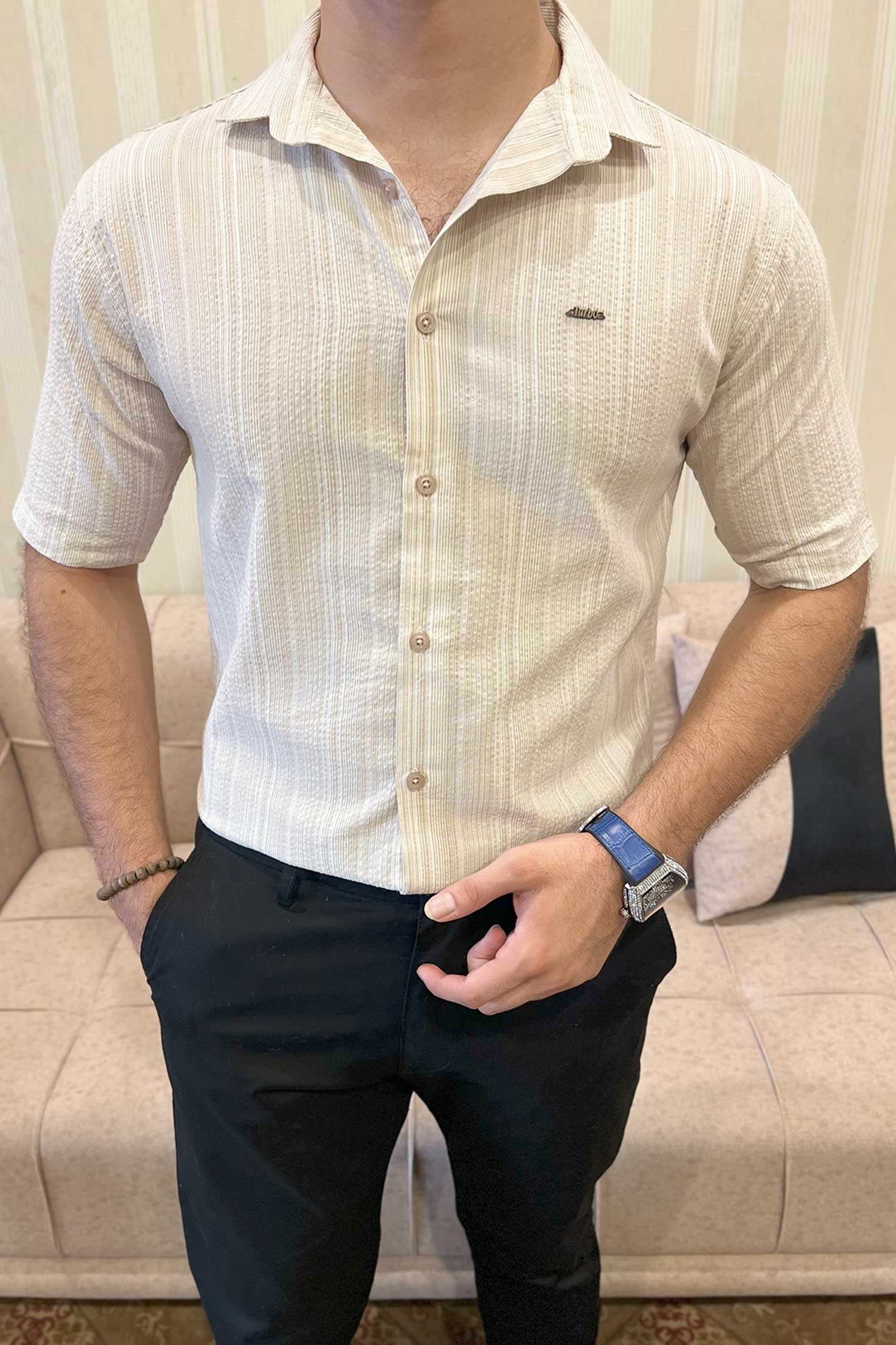 Turbo Down Box Collared Casual Shirt