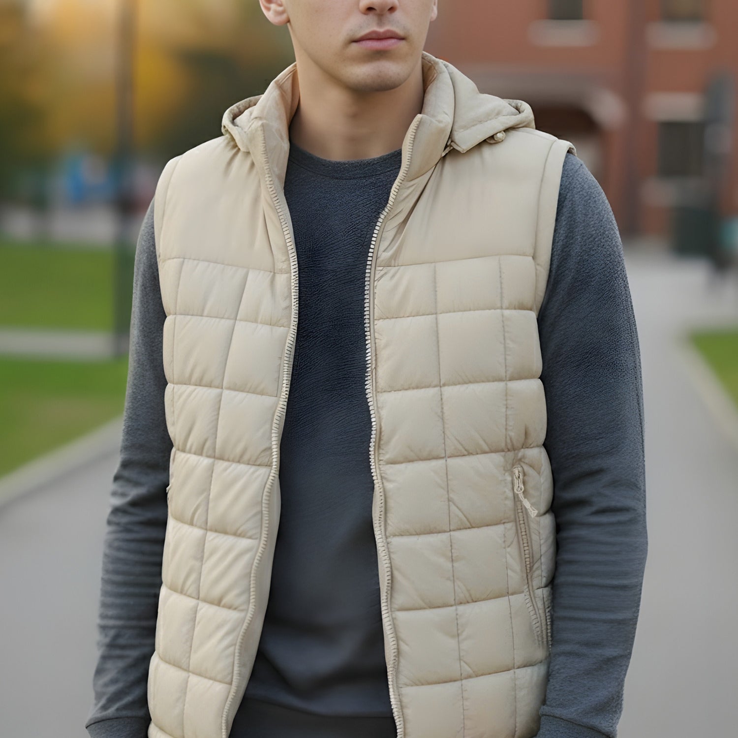Boa Reversible Vest Detachable Hood Imported Men's Gilet