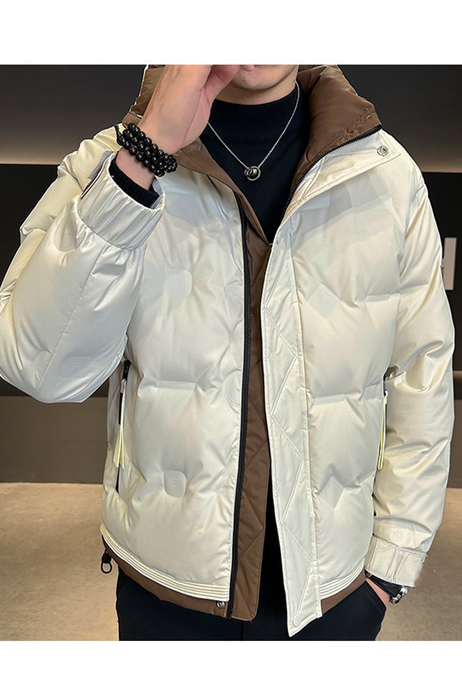 Super Snow Break Quilted Padded Imported Puffer Jacket In Beige