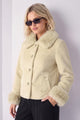 Women Wool-Cashmere Collar Imported Fur Jacket