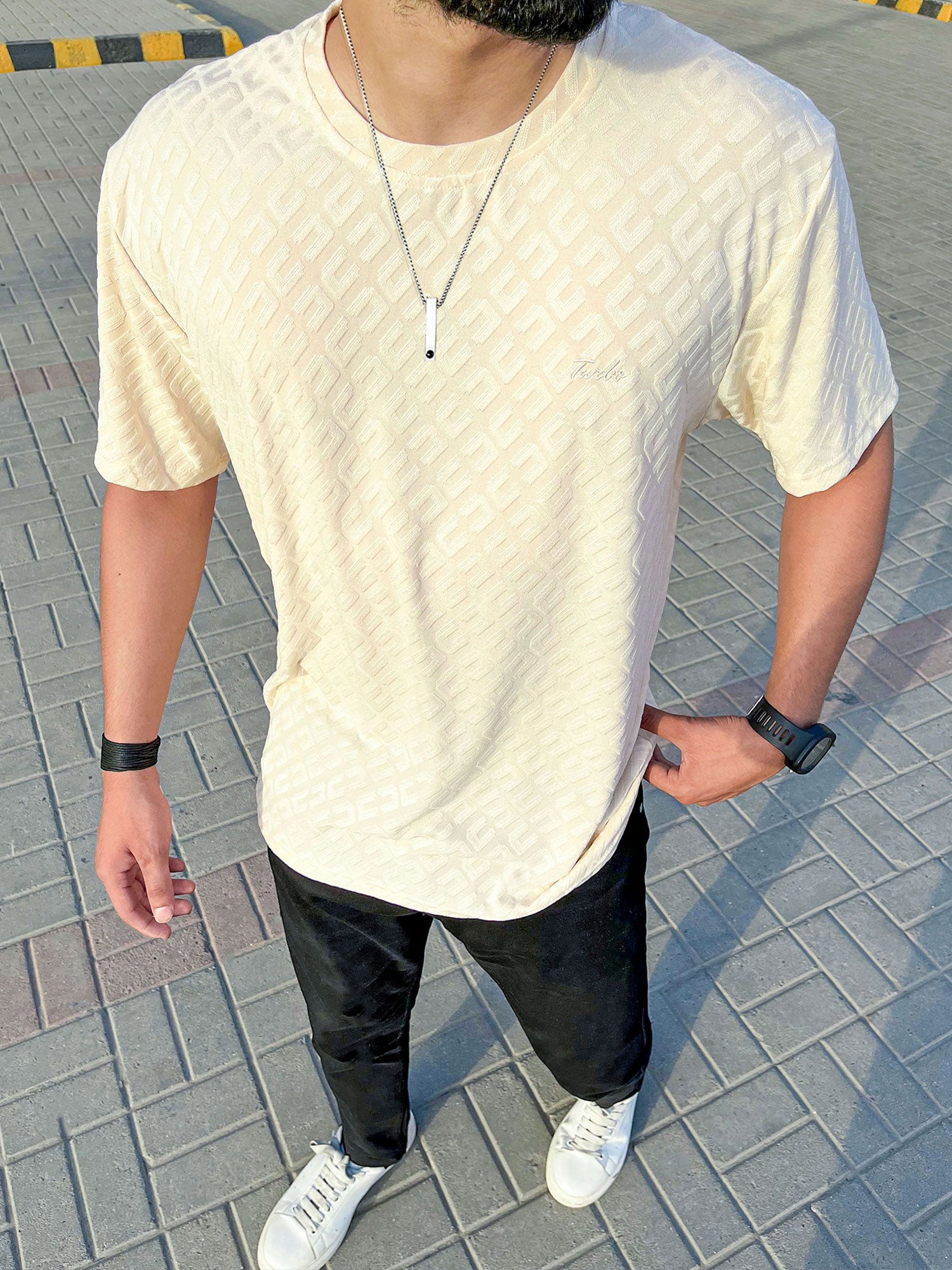 Self Texture Turbo Signature T-Shirt In Beige