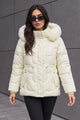 Women Scallop-Patterned Detachable Arm & Hood Imported Puffer Jacket