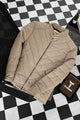 Cross Pattern Bubble Padded Imported Puffer Jacket In Beige