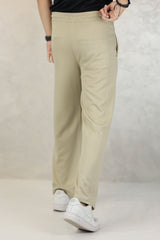 Turbo High Rise Pleated Waffle Pattern Loose Bottom Trouser In Beige